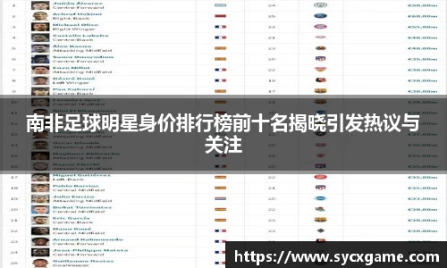南非足球明星身价排行榜前十名揭晓引发热议与关注
